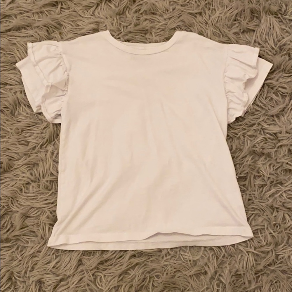 White ruffled sleeve kids shirt